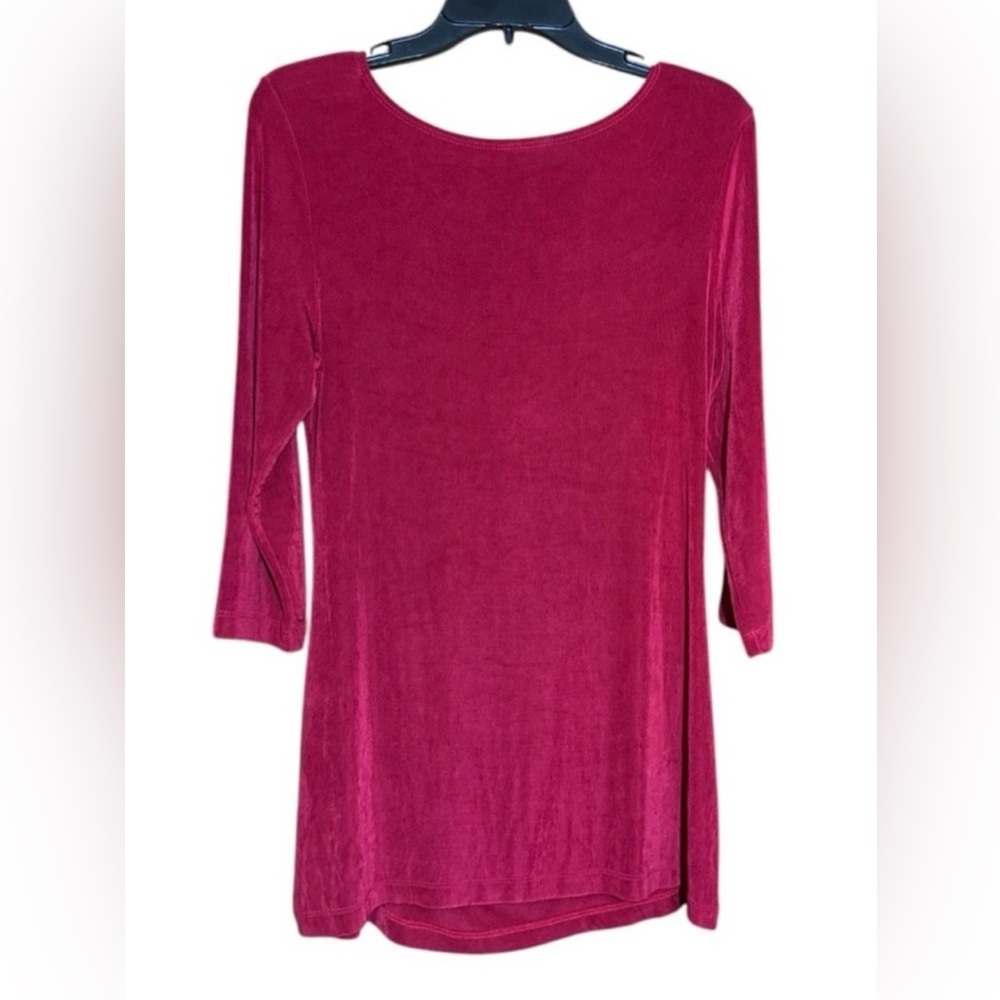 Chico's Raspberry 3/4 Sleeve Ruched Tunic - Picture 2 of 5